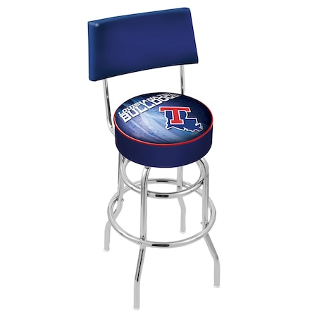 Holland Bar Stool Co 25" Chrome 2-Ring Louisiana Tech Swivel Bar Stool, Back L7C425LaTech-D2